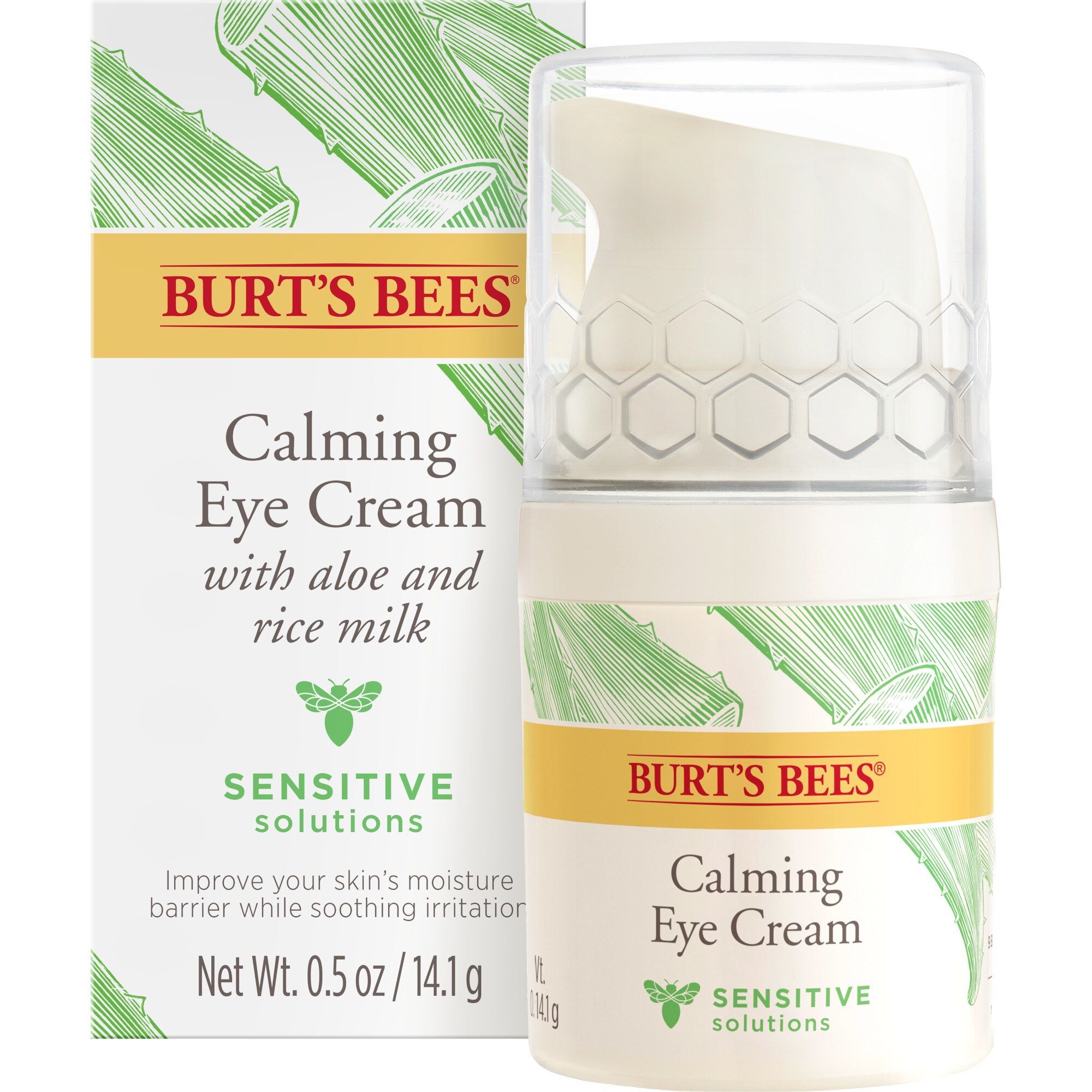 Burt's Bees Sensitive Solutions Calming Eye Cream with Aloe and Rice Milk, 0.5 OZ