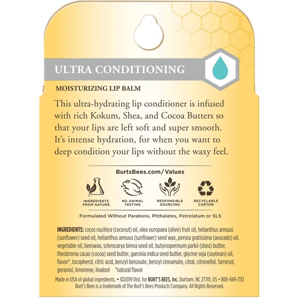 Burt's Bees Ultra Conditioning Lip Balm, 4 Pack