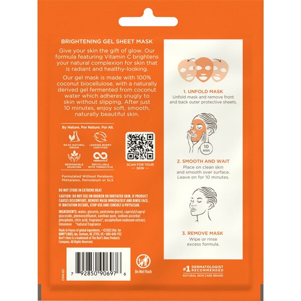 Burt's Bees Brightening Gel Sheet Mask With Vitamin C