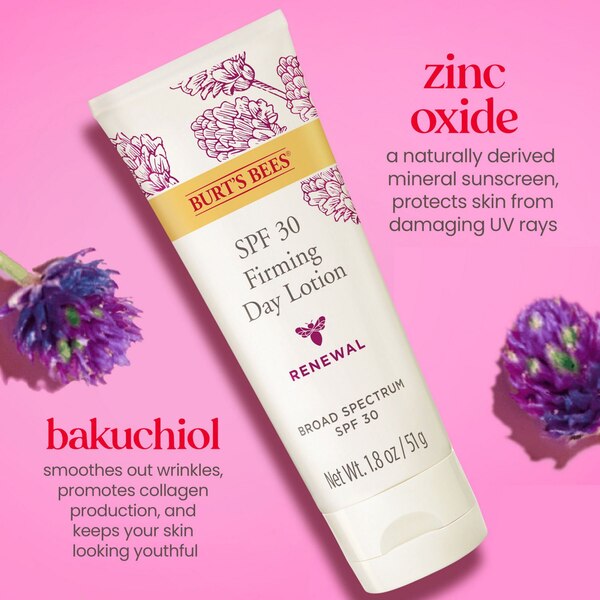 Burt's Bees Renewal Firming Day Lotion with Bakuchiol, SPF 30, 1.8 fl oz