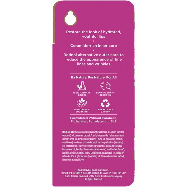 Burt's Bees Renewing Lip Treatment with Natural Retinol Alternative and Ceramides, 0.16 OZ