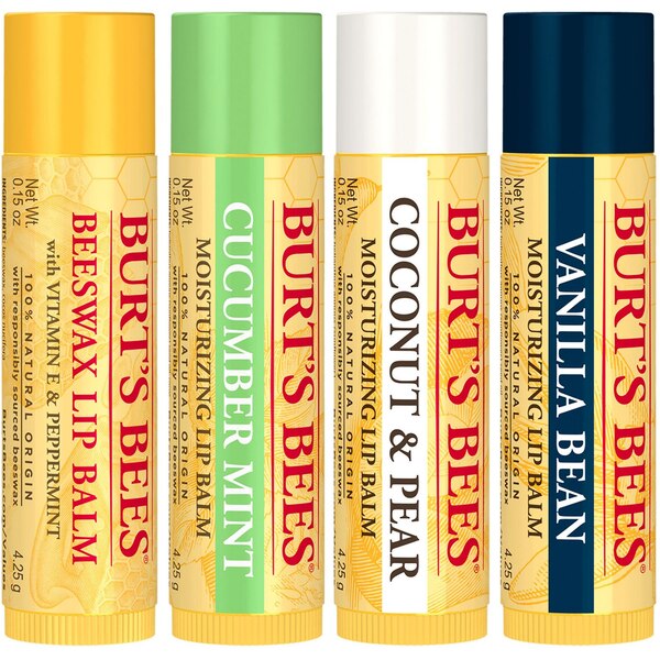 Burt's Bees Moisturizing Lip Balm, Freshly Picked Set, 4 CT