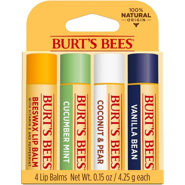 Burt's Bees Moisturizing Lip Balm, Freshly Picked Set, 4 CT