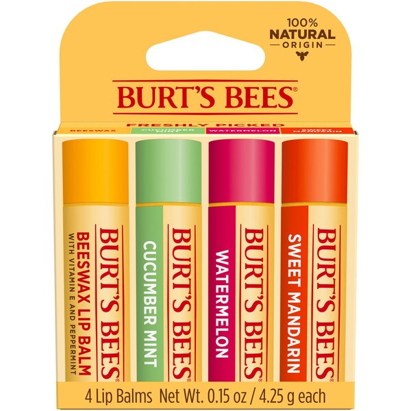 Burt's Bees Moisturizing Lip Balm, Freshly Picked Set, 4 CT