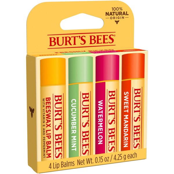 Burt's Bees Moisturizing Lip Balm, Freshly Picked Set, 4 CT