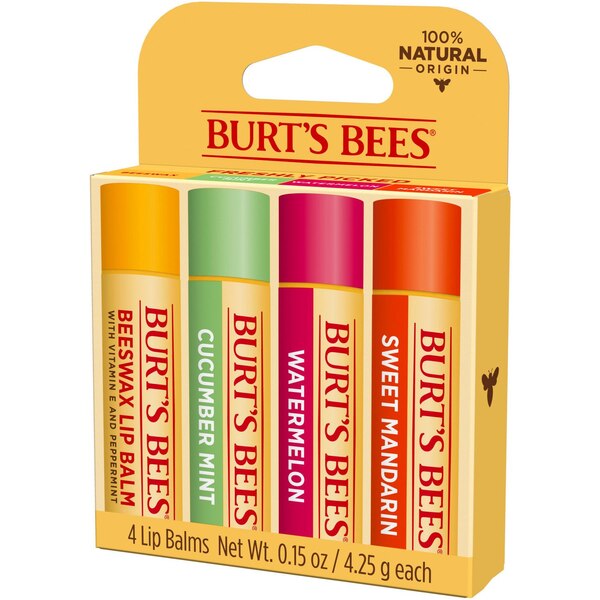 Burt's Bees Moisturizing Lip Balm, Freshly Picked Set, 4 CT