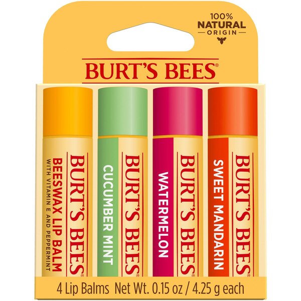 Burt's Bees Moisturizing Lip Balm, Freshly Picked Set, 4 CT