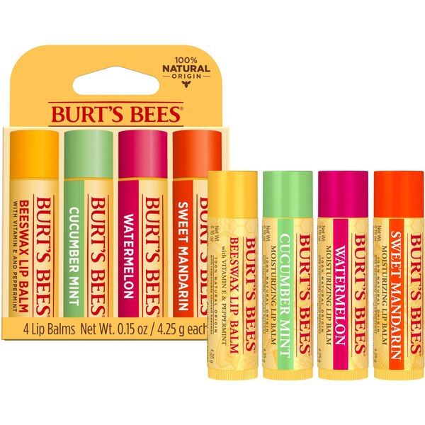 Burt's Bees Moisturizing Lip Balm, Freshly Picked Set, 4 CT