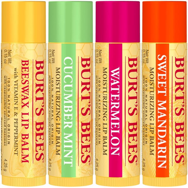 Burt's Bees Moisturizing Lip Balm, Freshly Picked Set, 4 CT