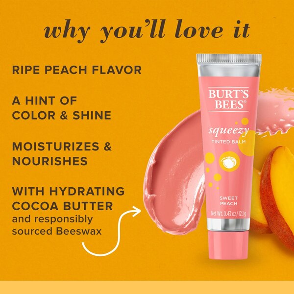 Burt's Bees 100% Natural Origin Squeezy Tinted Lip Balm, Enriched With Beeswax and Cocoa Butter