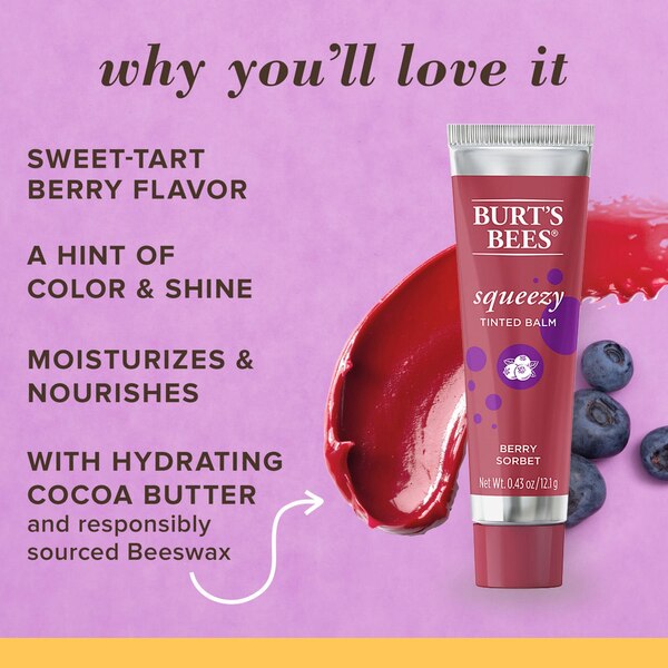 Burt's Bees 100% Natural Origin Squeezy Tinted Lip Balm, Enriched With Beeswax and Cocoa Butter