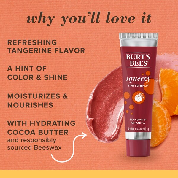 Burt's Bees 100% Natural Origin Squeezy Tinted Lip Balm, Enriched With Beeswax and Cocoa Butter