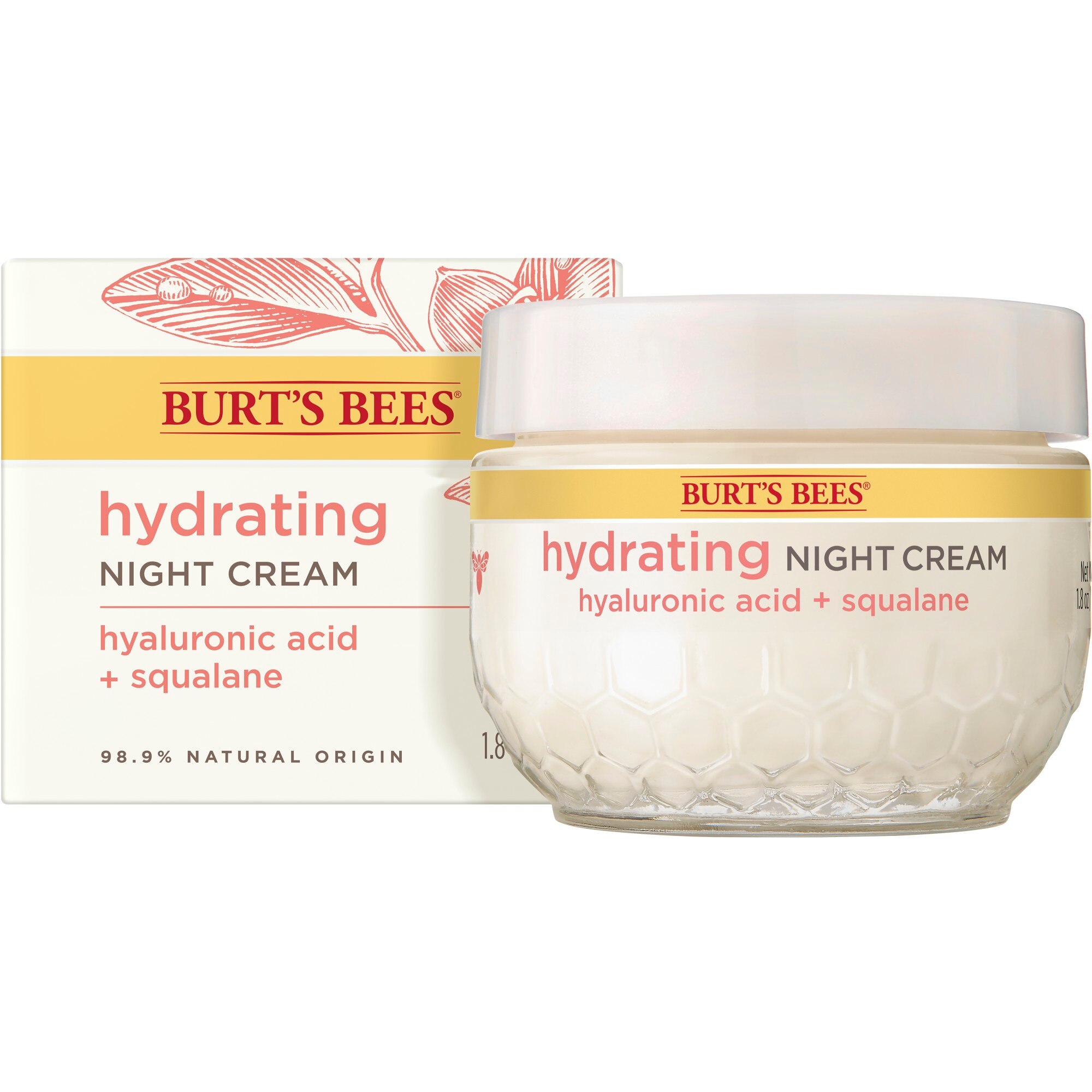 Burt's Bees Hydrating Night Cream, Moisturizer for Normal Skin, 1.8 fl oz