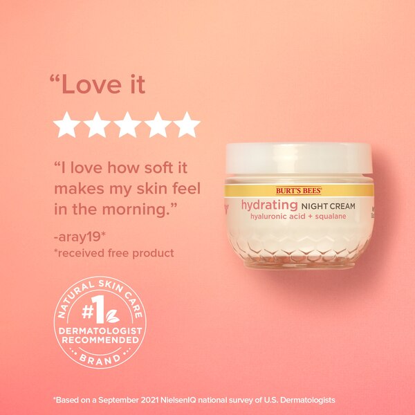 Burt's Bees Hydrating Night Cream, Moisturizer for Normal Skin, 1.8 fl oz