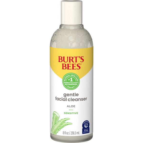 Burt's Bees Gentle Facial Cleanser for Sensitive Skin, with Aloe Vera, 98.7% Natural Origin, 8 OZ