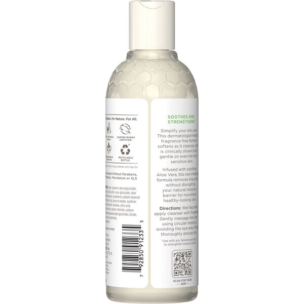 Burt's Bees Gentle Facial Cleanser for Sensitive Skin, with Aloe Vera, 98.7% Natural Origin, 8 OZ