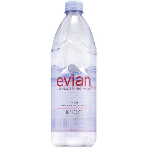 Evian, Drinking Spring Water Bottles, 6 ct, 1 L