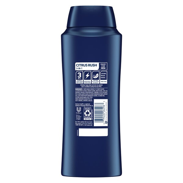 Suave Men Citrus Rush 3-in-1 Daily Clean Shampoo Conditioner & Body Wash