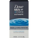 Dove Men+Care Ultimate 96-Hour Clinical Protection Antiperspirant Stick, Clean Comfort, 1.7 OZ, thumbnail image 1 of 3