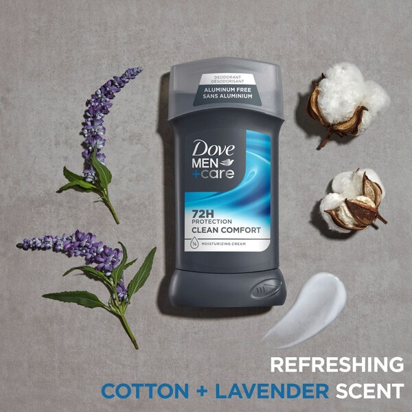Dove Men+Care Aluminum Free 72-Hour Deodorant Stick, Clean Comfort, 3 OZ