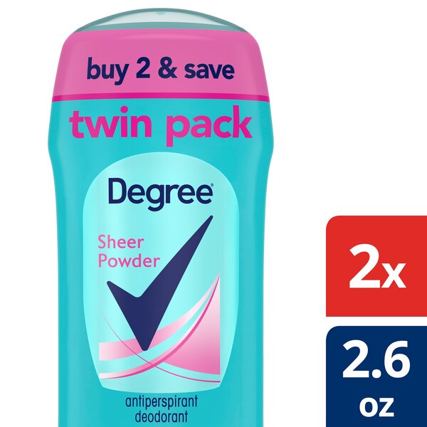 Degree 48-Hour Antiperspirant & Deodorant Stick, Sheer Powder, 2.6 OZ, 2 Pack