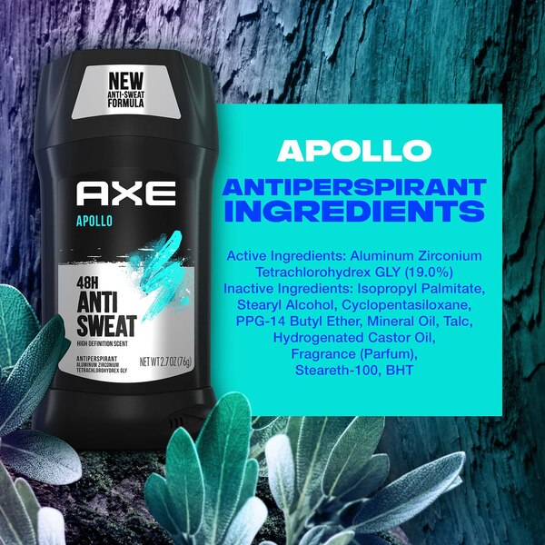 AXE 48-Hour Anti Sweat Antiperspirant & Deodorant Stick, Apollo, 2.7 OZ
