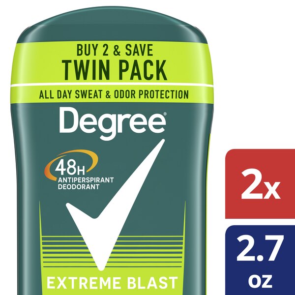 Degree 48-Hour Antiperspirant & Deodorant Stick, Extreme Blast, 2.7 OZ, 2 Pack