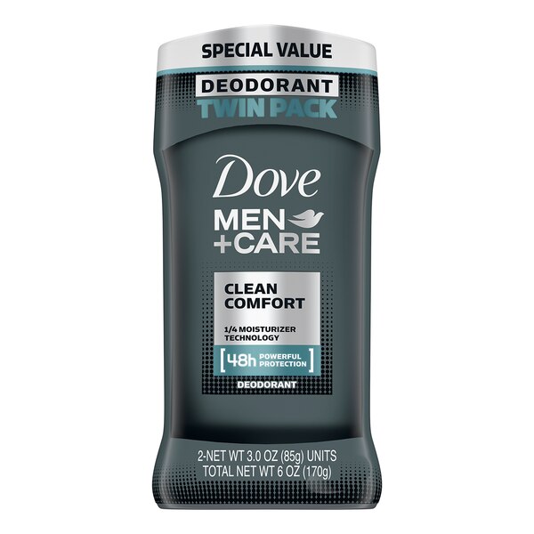 Dove Men+Care Clean Comfort Deodorant Stick, 3.0 oz, Twin Pack