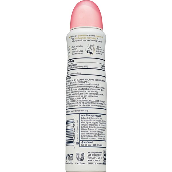 Dove Advanced Care 48-Hour Antiperspirant & Deodorant Dry Spray, Rose Petals