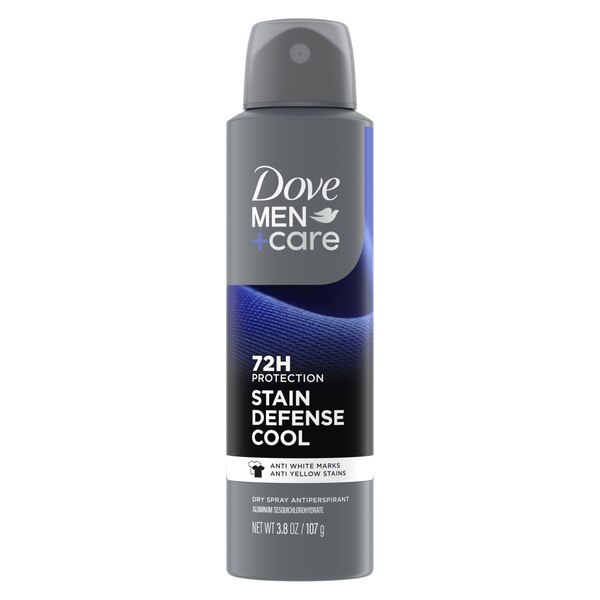 Dove Men+Care 72-Hour Antiperspirant Stain Defense Dry Spray, Cool, 3.8 OZ