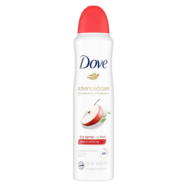 Dove Antiperspirant & Deodorant Dry Spray, Apple & White Tea, 3.8 OZ