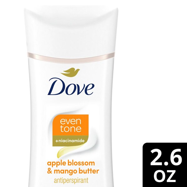 Dove Even Tone Antiperspirant Deodorant, Apple Blossom & Mango Butter, 2.6 OZ