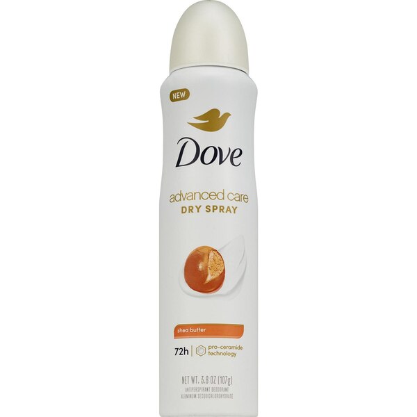 Dove Advanced Care 72-Hour Antiperspirant & Deodorant Dry Spray, Shea Butter, 3.8 OZ