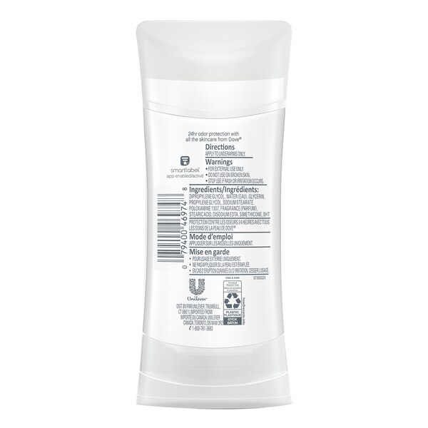 Dove 0% Aluminum 24-hour Deodorant Stick, Lavender & Vanilla, 2.6 OZ