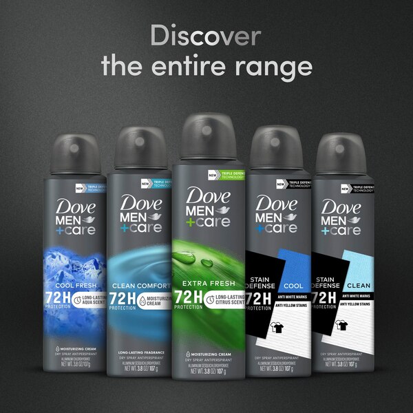 Dove Men+Care Antiperspirant Dry Spray, Extra Fresh, 3.8 OZ, 2 CT