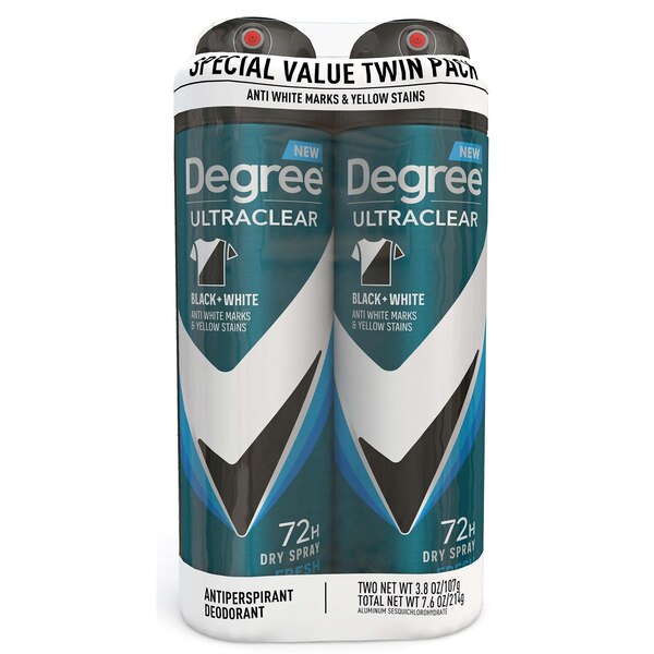 Degree Ultraclear 72-Hour Black + White Antiperspirant & Deodorant Dry Spray, Fresh