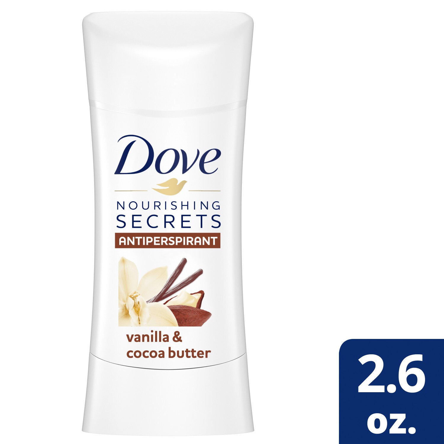 Dove Antiperspirant & Deodorant Stick 48-Hour Nourishing Secrets Indulging Ritual, Vanilla & Cocoa Butter, 2.6 OZ