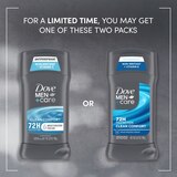 Dove Men+Care 72-Hour Moisturizing Cream Antiperspirant Stick, Clean Comfort, 2.7 oz, thumbnail image