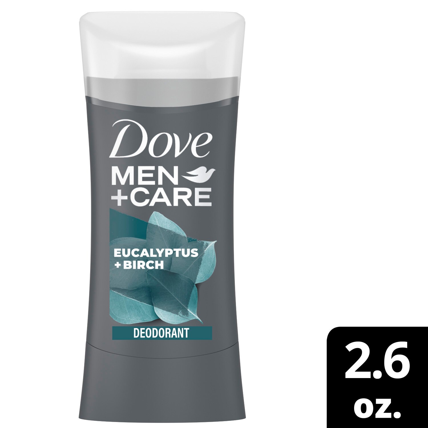 Dove Men+Care Deodorant Stick 0% Aluminum 48-Hour, Eucalyptus & Birch, 2.6 OZ