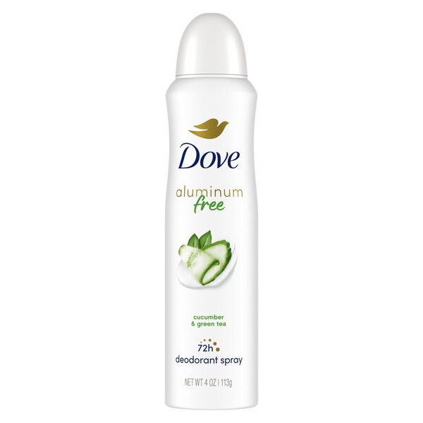 Dove 0% Aluminum 48-Hour Deodorant Spray, Cucumber & Green Tea, 4 OZ
