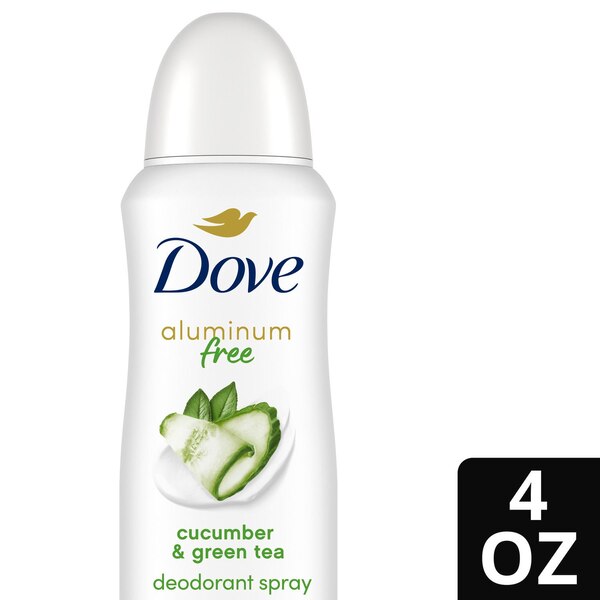 Dove 0% Aluminum 48-Hour Deodorant Spray, Cucumber & Green Tea, 4 OZ