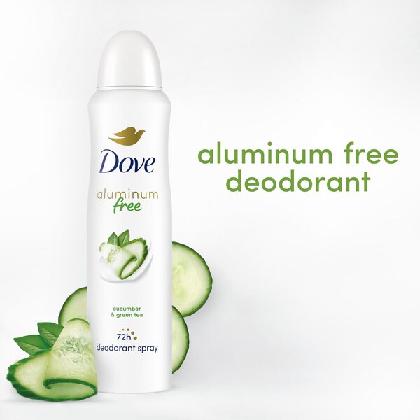 Dove 0% Aluminum 48-Hour Deodorant Spray, Cucumber & Green Tea, 4 OZ
