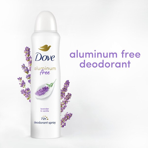 Dove 0% Aluminum 48-Hour Deodorant Dry Spray, Lavender & Vanilla, 4 OZ