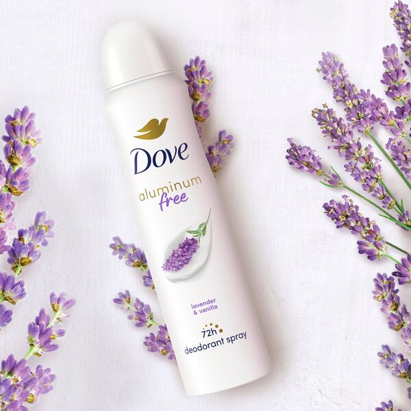 Dove 0% Aluminum 48-Hour Deodorant Dry Spray, Lavender & Vanilla, 4 OZ