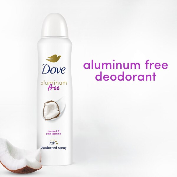 Dove 0% Aluminum 48-Hour Deodorant Spray, Coconut & Pink Jasmine, 4 OZ