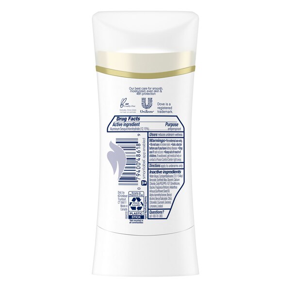 Dove Ultimate 48-Hour Water-Based + Glycerin Antiperspirant & Deodorant Stick, Cucumber Water & Mint