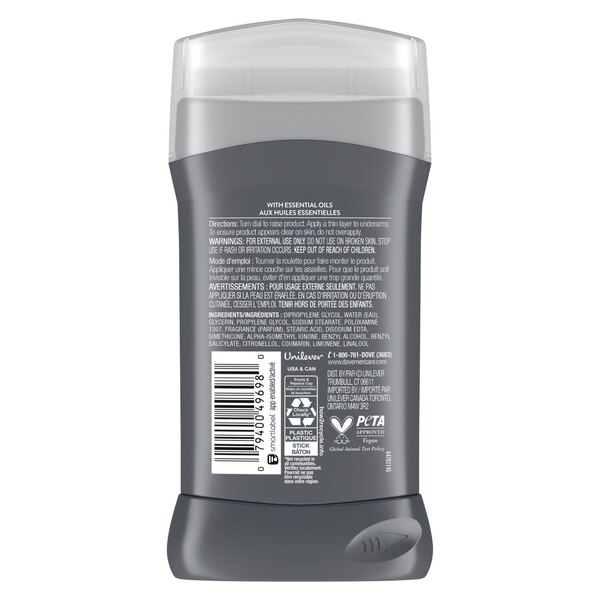 Dove Men+Care 72-Hour Deodorant Stick, Midnight Classico, 3 OZ