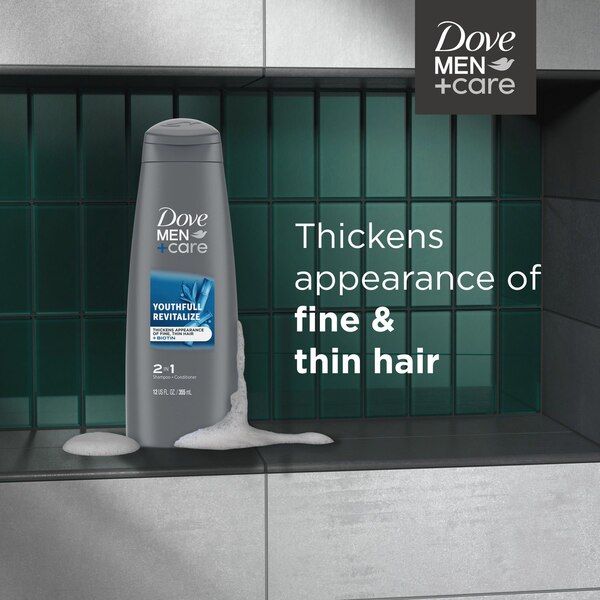 Dove Men+Care Youthfull Revitalize 2-in-1 Thickening Shampoo and Conditioner, 12 OZ