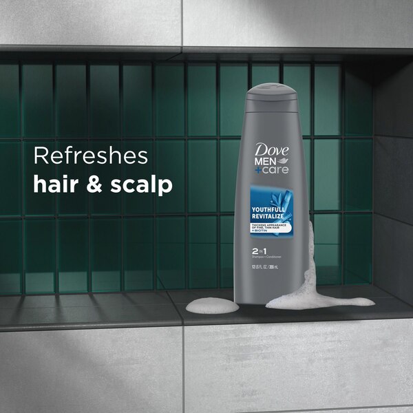 Dove Men+Care Youthfull Revitalize 2-in-1 Thickening Shampoo and Conditioner, 12 OZ