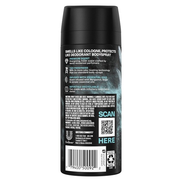 AXE 72-Hour Premium Deodorant Body Spray, Aqua Bergamot, 4 OZ